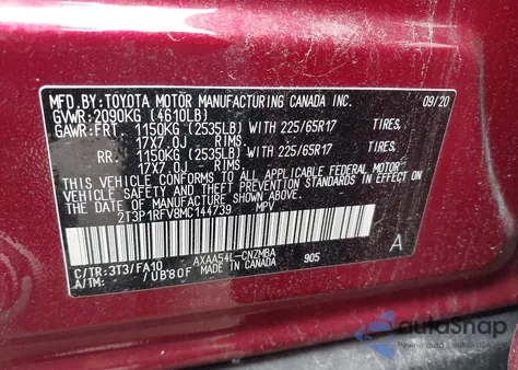 2021 Toyota Rav4 Xle from USA, damaged, VIN 2T3P1RFV8MC144739